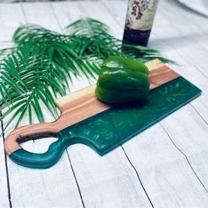 Handmade Emerald Live Edge Red Cedar Wood Charcuterie Board